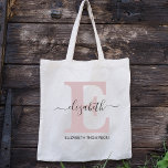 Roze en zwarte aangepaste bridal Party Bridesmaid  Tote Bag<br><div class="desc">Bent u op zoek naar een uniek en persoonlijk cadeau voor uw bruidsmeisjes? Kijk niet verder dan onze roze en zwarte, op maat gesneden bridale feestjes cadeautjes aan canvas tassen! Elke canvas tas wordt aangepast met de initialen van uw bruidsmeisje en kan worden gebruikt als een persoonlijke tas of als...</div>