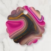 Roze en Zwarte Abstract met Gouden Krullen Verjaar Bedankjes Labels (Achterkant)