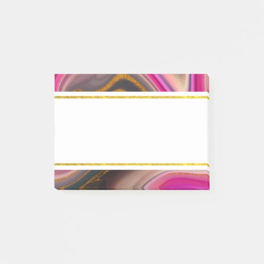 Roze en Zwarte Abstract met Gouden Wervelingen Post-it® Notes (Voorkant)