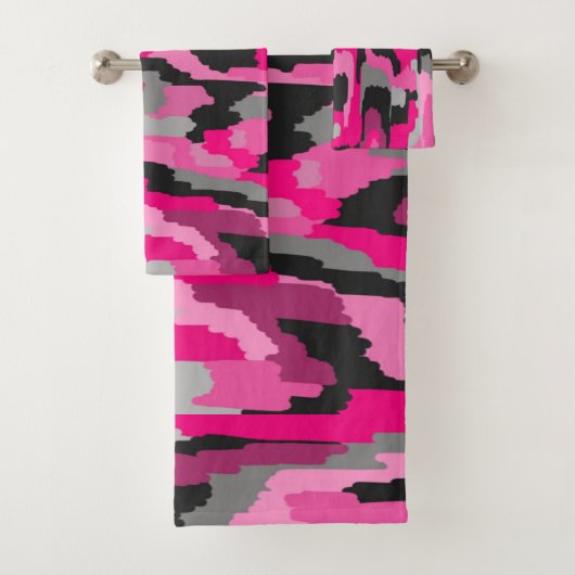 Roze en zwarte Abstracte afdrukken Bad Handdoek (Insitu)