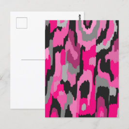 Roze en zwarte Abstracte afdrukken Briefkaart