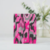 Roze en zwarte Abstracte afdrukken Briefkaart (Staand voorkant)