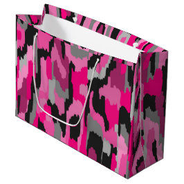 Roze en zwarte Abstracte afdrukken Groot Cadeauzakje