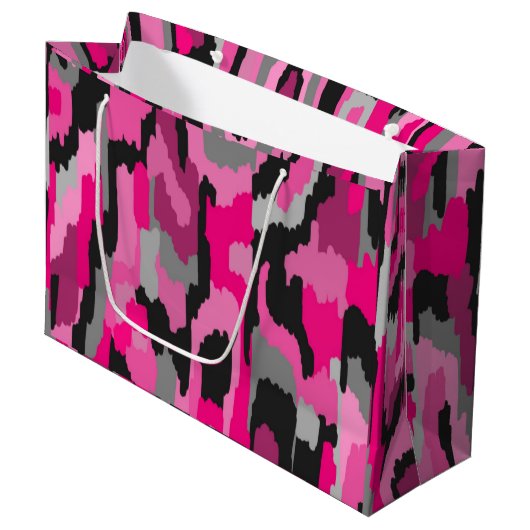Roze en zwarte Abstracte afdrukken Groot Cadeauzakje (Voorkant Gekanteld)