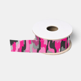 Roze en zwarte Abstracte afdrukken Grosgrain Lint