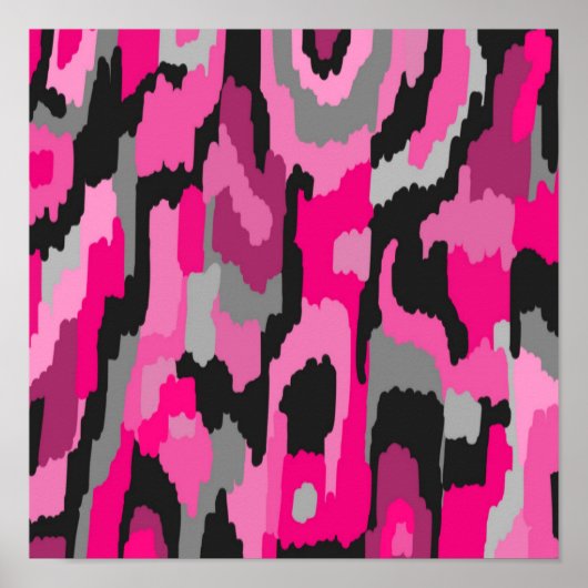 Roze en zwarte Abstracte afdrukken Poster (Voorkant)