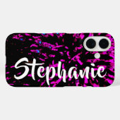 Roze en zwarte Abstracte Floral Case-Mate iPhone Case (Achterkant (horizontaal))