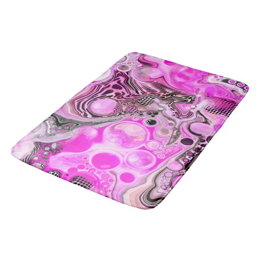 Roze en zwarte Abstracte Fluid Art Badmat (Gekanteld)