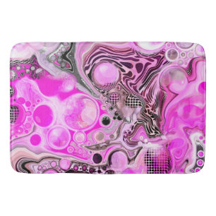 Roze en zwarte Abstracte Fluid Art Badmat
