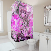 Roze en zwarte Abstracte Fluid Art Douchegordijn (In situ)