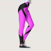 Roze en zwarte Abstracte lijnen Art Leggings (Rechts)