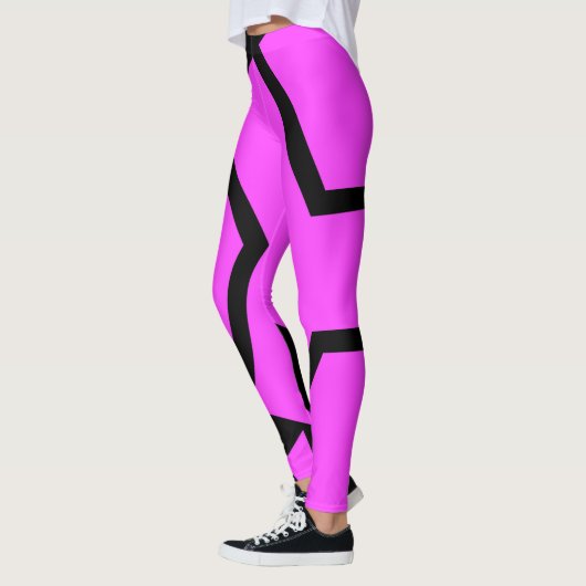 Roze en zwarte Abstracte lijnen Art Leggings (Links)