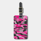 Roze en zwarte abstracte print  bagagelabel (Voorkant verticaal)