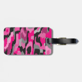 Roze en zwarte abstracte print  bagagelabel (Achterkant horizontaal)