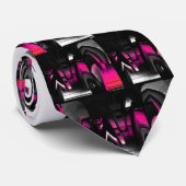 Roze en Zwarte Abstracte Stropdas (Opgerold)