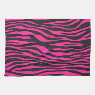 Roze en zwarte Abstracte Zebrastripes Theedoek