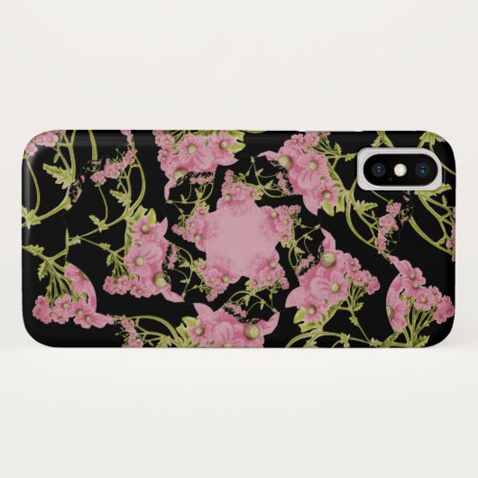 Roze en zwarte Achillea fractale kunst Case-Mate iPhone Case (Achterkant (horizontaal))