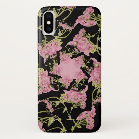 Roze en zwarte Achillea fractale kunst Case-Mate iPhone Case (Achterkant)
