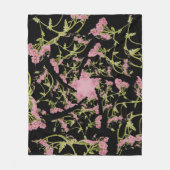 Roze en zwarte Achillea fractale kunst Fleece Deken (Voorkant)
