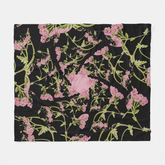 Roze en zwarte Achillea fractale kunst Fleece Deken (Voorkant (Horizontaal))