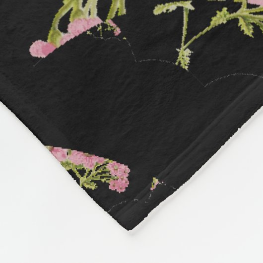 Roze en zwarte Achillea fractale kunst Fleece Deken (Hoek)