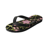 Roze en zwarte Achillea fractale kunst Kinder Teenslippers (Schuin)