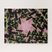 Roze en zwarte Achillea fractale kunst Legpuzzel (Horizontaal)