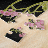 Roze en zwarte Achillea fractale kunst Legpuzzel (Zijkant)