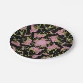 Roze en zwarte Achillea fractale kunst Papieren Bordje (Gekanteld)