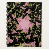 Roze en zwarte Achillea fractale kunst Planner (Voorkant)