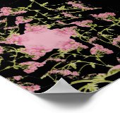 Roze en zwarte Achillea fractale kunst Poster (Hoek)