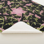 Roze en zwarte Achillea fractale kunst Sherpa Deken (3/4)