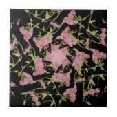 Roze en zwarte Achillea fractale kunst Tegeltje (Voorkant)