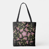 Roze en zwarte Achillea fractale kunst Tote Bag (Achterkant)