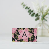 Roze en zwarte Achillea Monogram Visitekaartje (Staand voorkant)