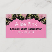 Roze en zwarte Achillea Monogram Visitekaartje (Achterkant)