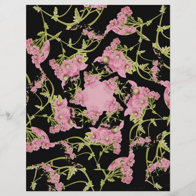 Roze en zwarte Achillea Scrapbook papier (Voorkant)