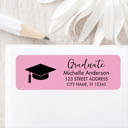 Roze en Zwarte Afstudeer Retouradres Label (Insitu)
