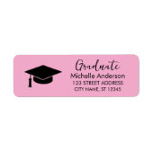 Roze en Zwarte Afstudeer Retouradres Label (Voorkant)
