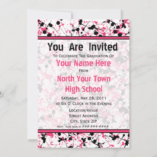 Roze en zwarte Afstuderen - 2011 Kaart (Voorkant)