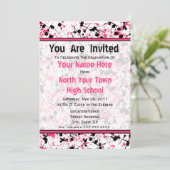 Roze en zwarte Afstuderen - 2011 Kaart (Staand voorkant)