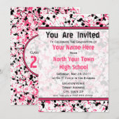 Roze en zwarte Afstuderen - 2011 Kaart (Voorkant / Achterkant)