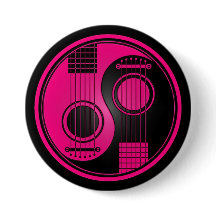 Roze en zwarte akoestische gitaren Yin Yang