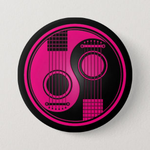 Roze en zwarte akoestische gitaren Yin Yang Ronde Button 7,6 Cm