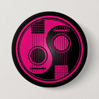 Roze en zwarte akoestische gitaren Yin Yang Ronde Button 7,6 Cm