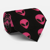 Roze en zwarte Alien-stropdas Stropdas (Opgerold)