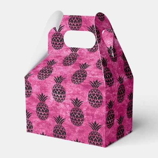 Roze en zwarte ananas tropische verjaardagsfeestje bedankdoosjes (Voorkant Zijde)