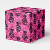 Roze en zwarte ananas tropische verjaardagsfeestje bedankdoosjes (Voorkant Zijde)
