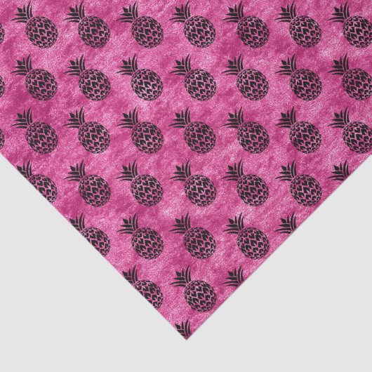 Roze en zwarte ananas tropische verjaardagsfeestje tissuepapier (Detail)