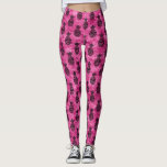 Roze en zwarte ananas tropische zomer leggings<br><div class="desc">Hot Pink en Black Pineapple Tropical Hawaiian Summer Birthday Gift.</div>